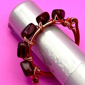 Handmade copper and garnet ring
